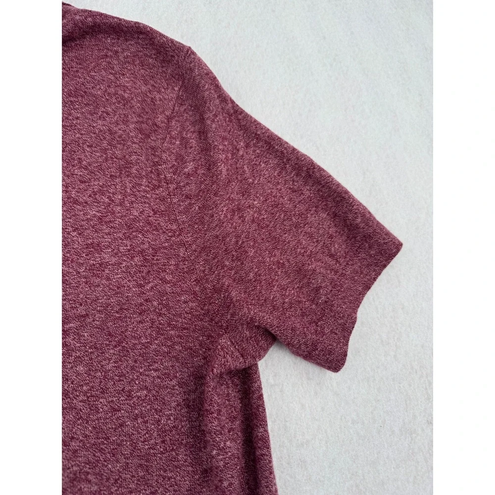 Banana Republic Mens M Silk Linen Knit Polo Shirt Burgundy Heather Lightweight